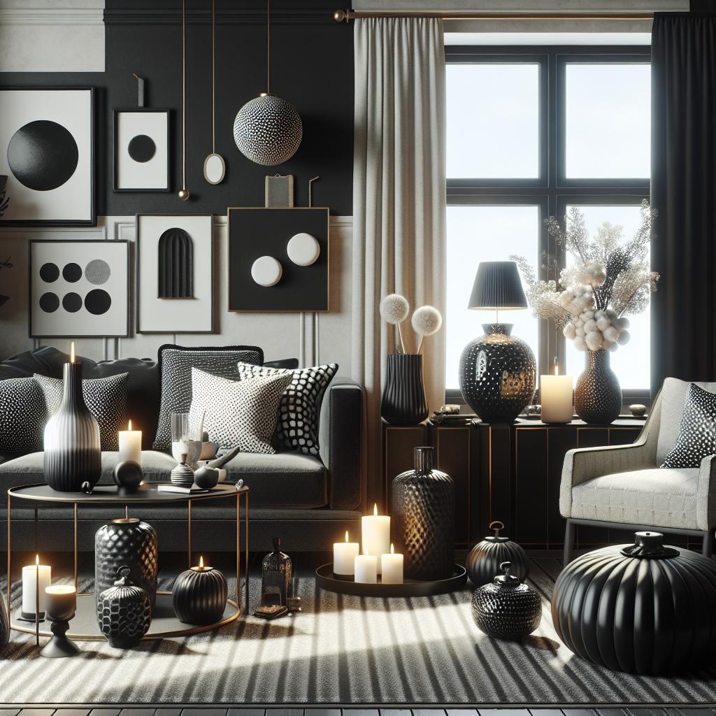 Choosing The Right Accents For A Black And Polka Dot Living Room