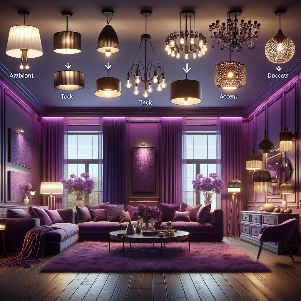 Lighting Techniques To Highlight Purple Living Room Decor