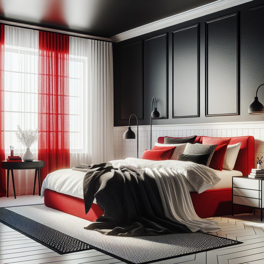 Red, Black, And White Bedroom Combinations